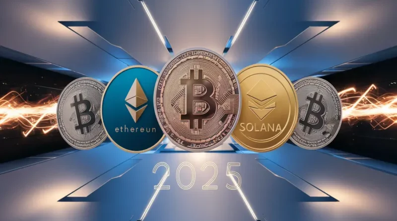 best crypto to invest in 2025 feature image showing top cryptocurrencies Bitcoin Ethereum and Solana