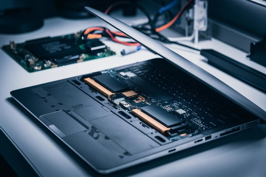 HP Laptop 14 bs0xx specs RAM and SSD upgrade slots inside the notebook