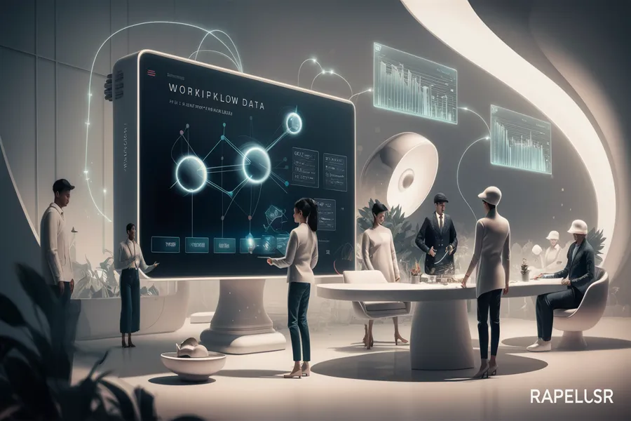 Rapelusr – A Smarter Way to Simplify Technology and Work 2 Visual representation of Rapelusr adaptive learning system showing AI analyzing data and improving workflow.